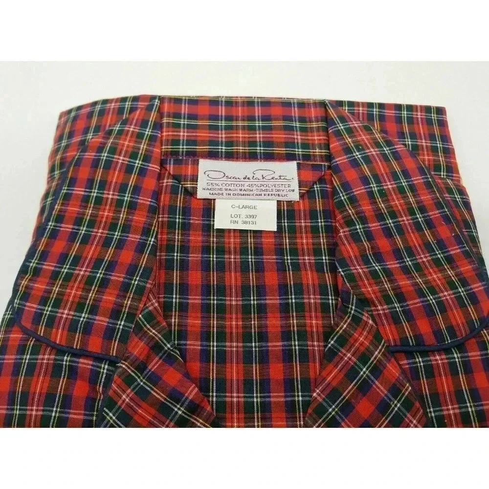 Oscar De La Renta Red Plaid 2 Piece Button Mens Pa